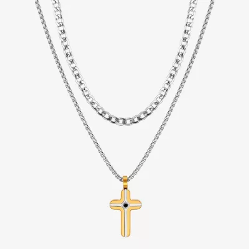 Mens Cubic Zirconia Cross 2-pc. Necklace Set