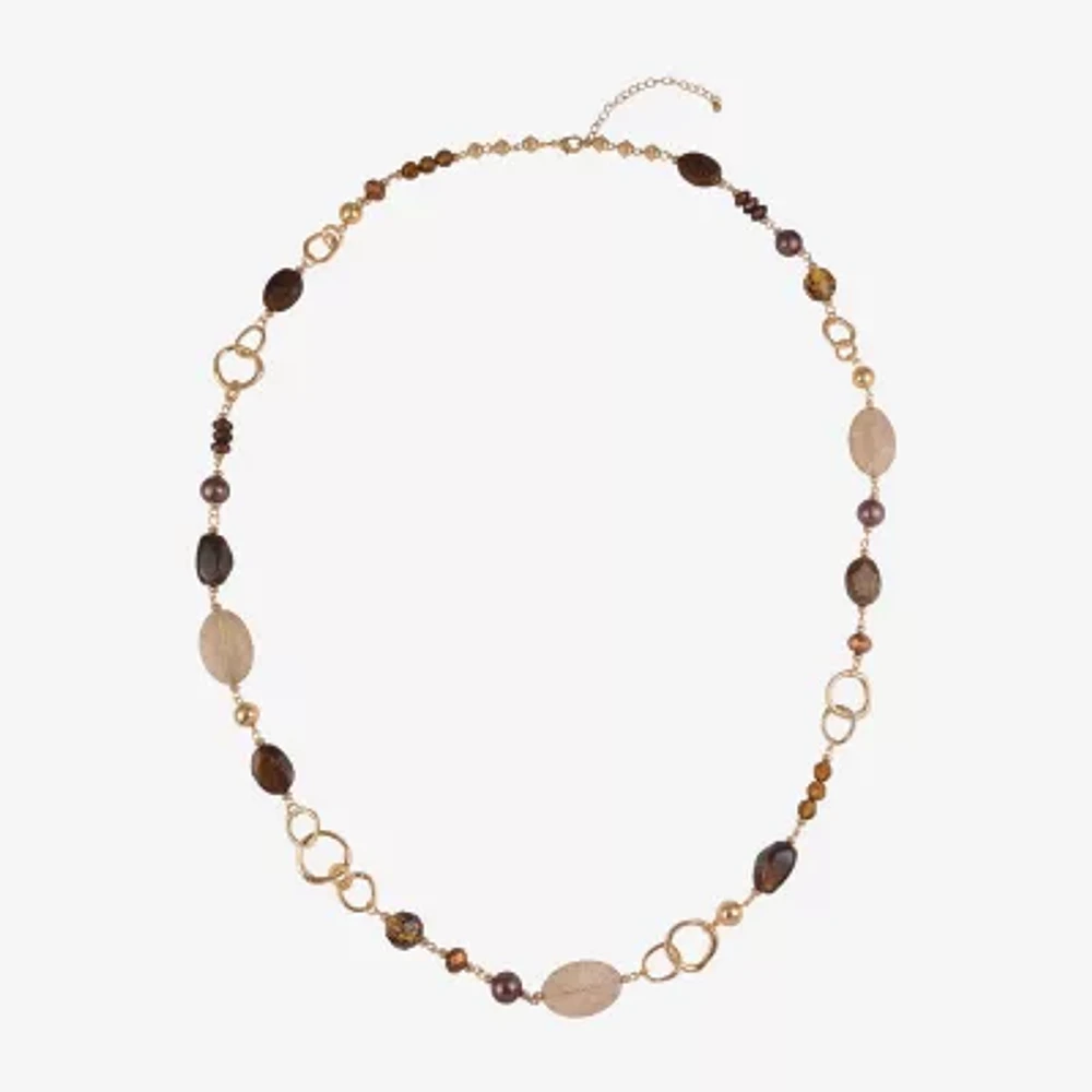 Mixit Gold Tone Womens 40 Inch Beaded Necklace