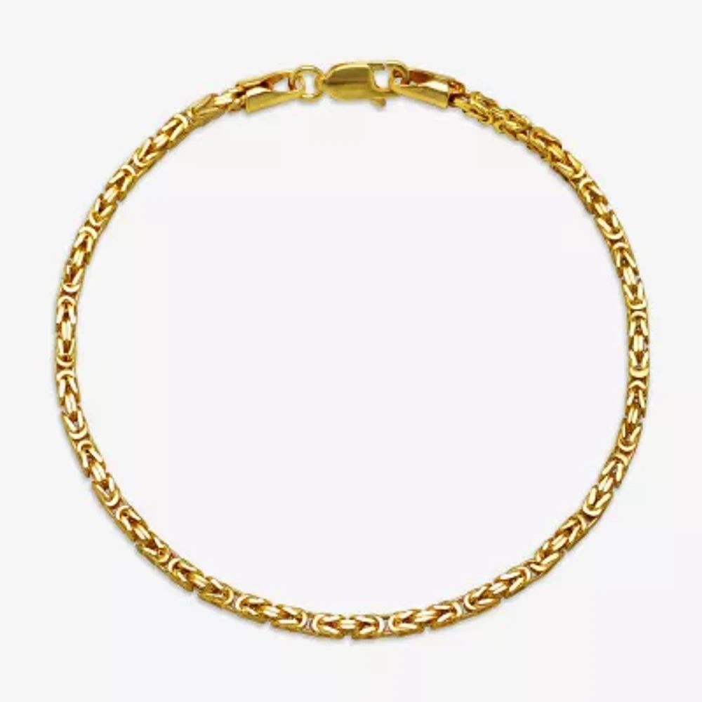 Unisex Adult 14K Gold 7.25 Inch Hollow Byzantine Chain Bracelet