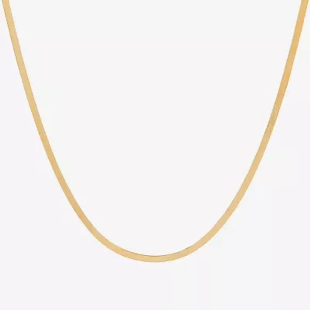 Mia Oro Womens 14K Gold 18 Inch Herringbone Chain Necklace