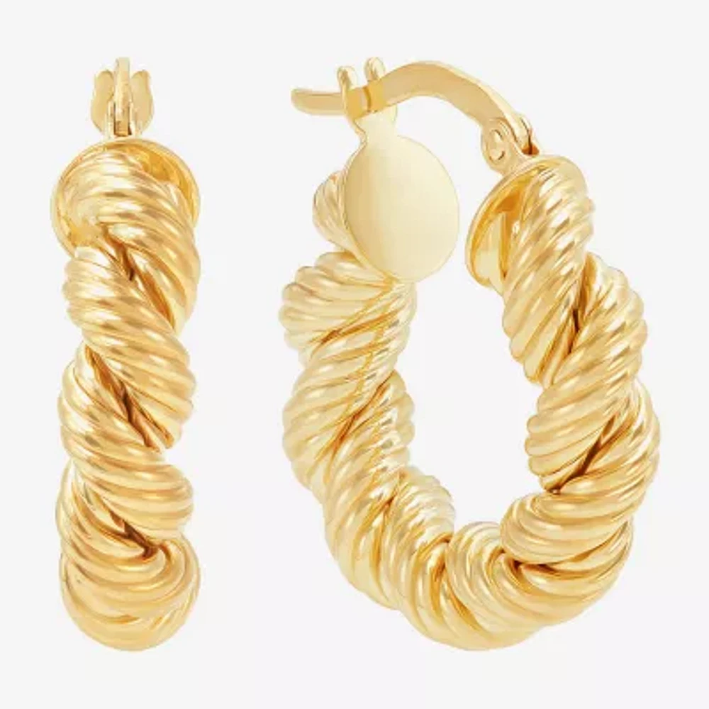 Mia Oro Womens 14K Gold 22mm Round Hoop Earrings