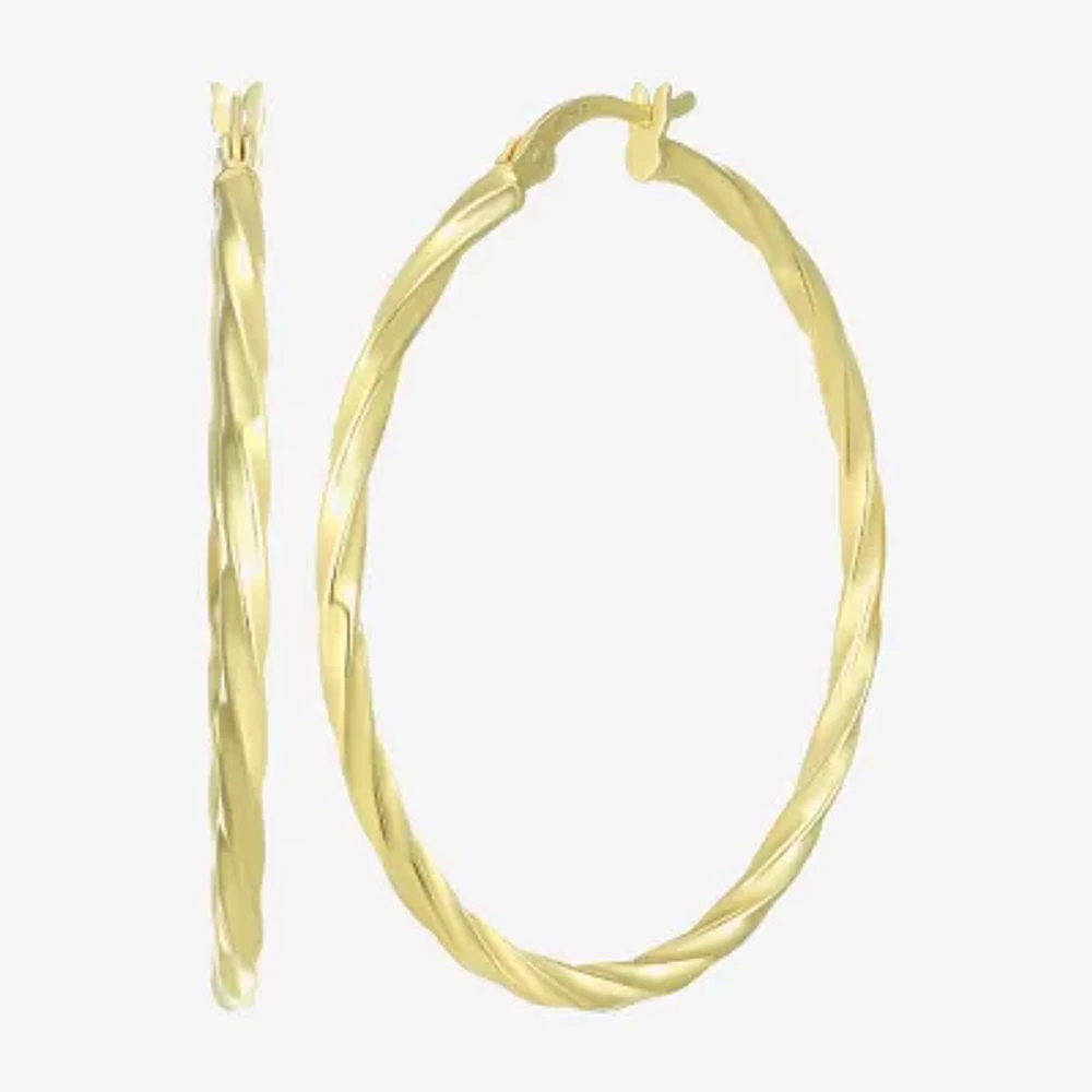 Womens 24K Gold Over Silver 40.8mm Round Hoop Earrings