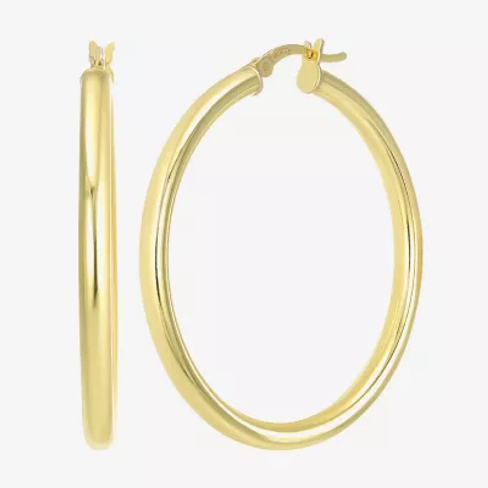 Womens 24K Gold Over Silver 40mm Round Hoop Earrings