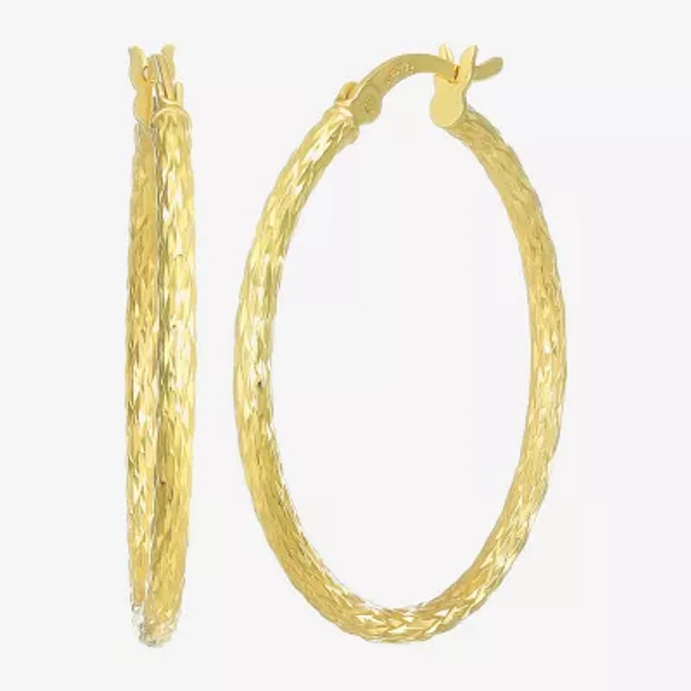 Womens 24K Gold Over Silver 30.5mm Round Hoop Earrings