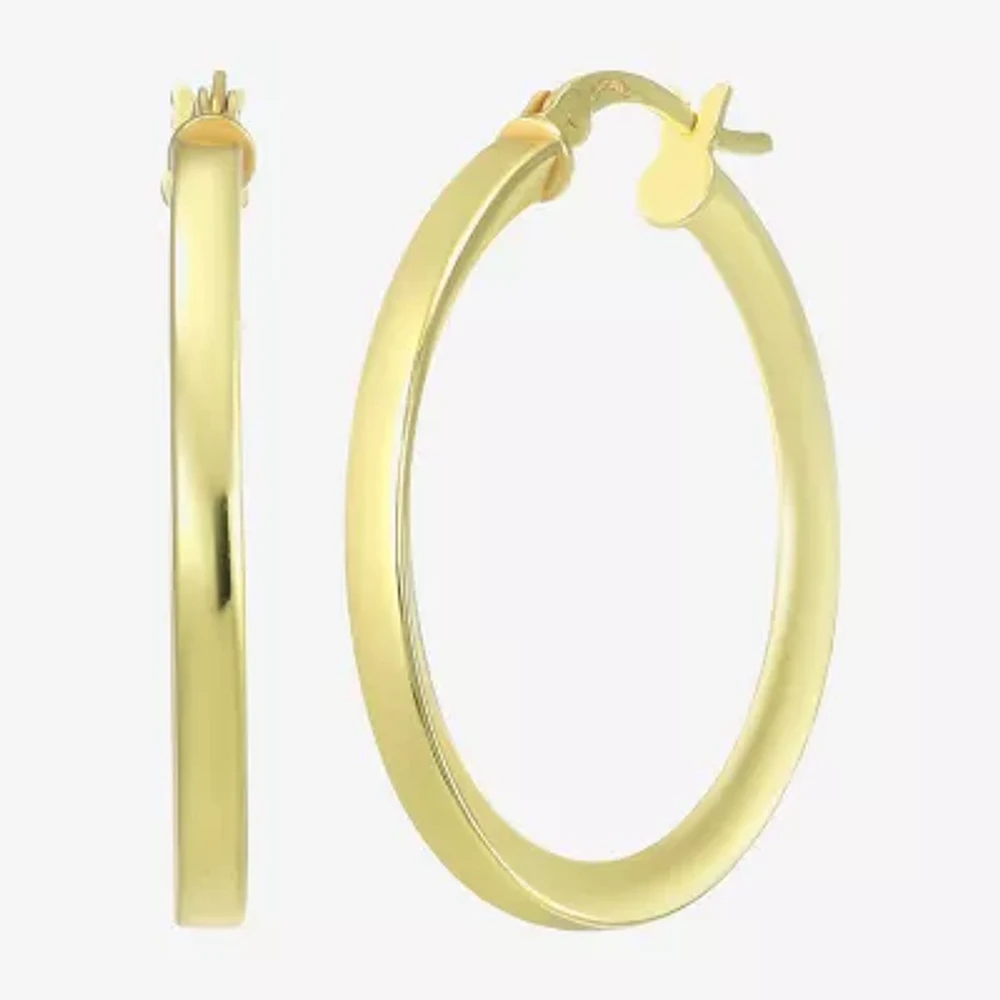 Womens 24K Gold Over Silver 30.7mm Round Hoop Earrings