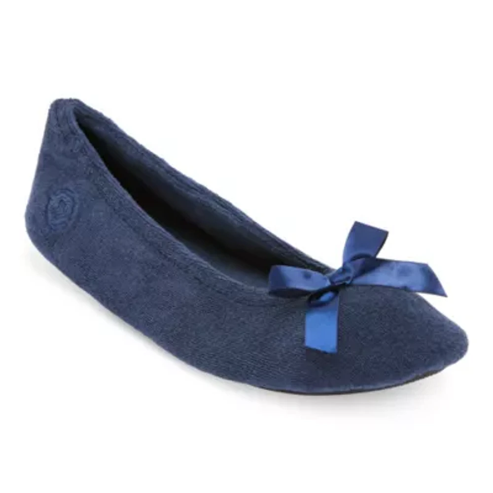 Isotoner Terry Womens Slip Resistant Ballerina Slippers