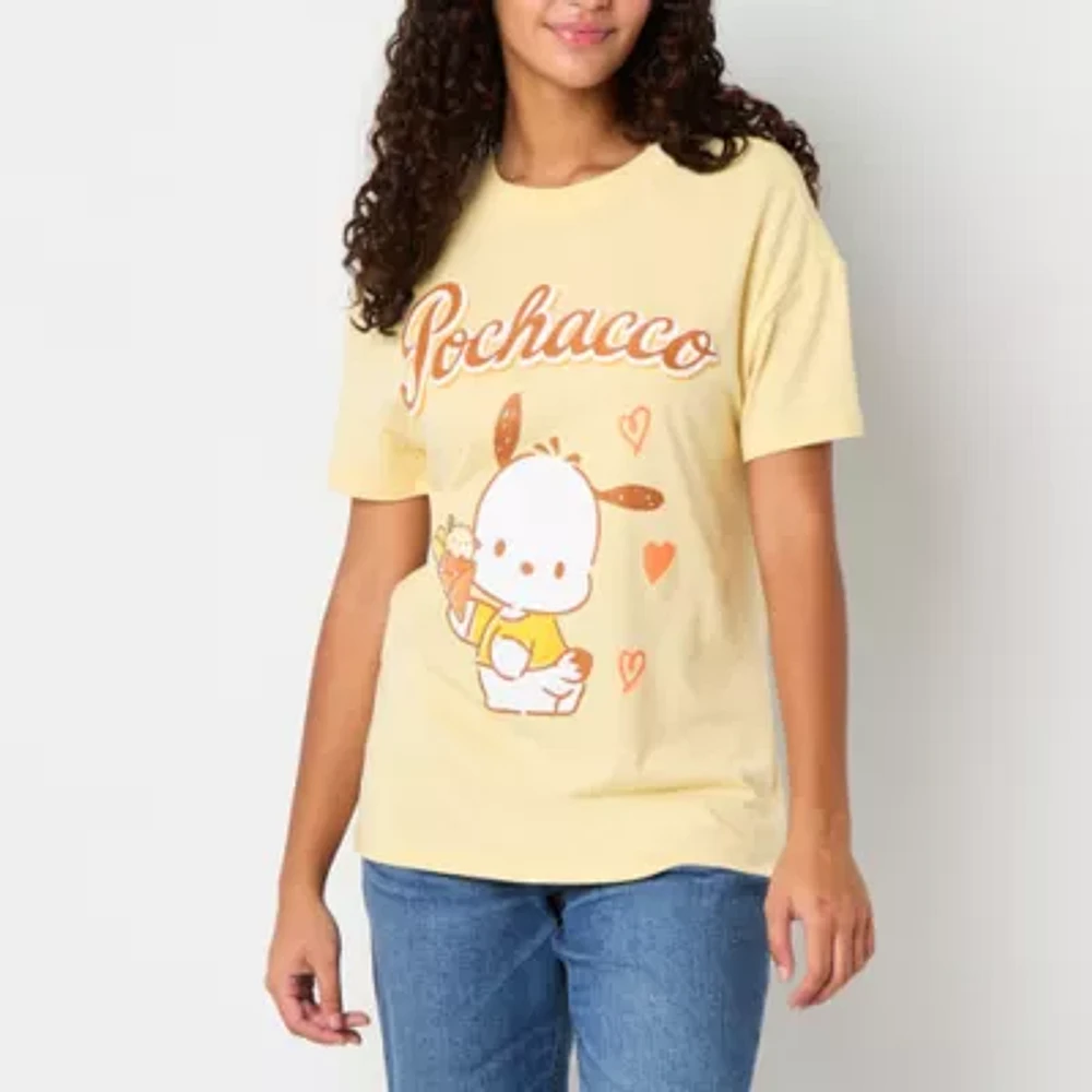Pochacco Boyfriend Tee Womens Crew Neck Short Sleeve Regular Fit Hello Kitty Juniors Graphic T-Shirt