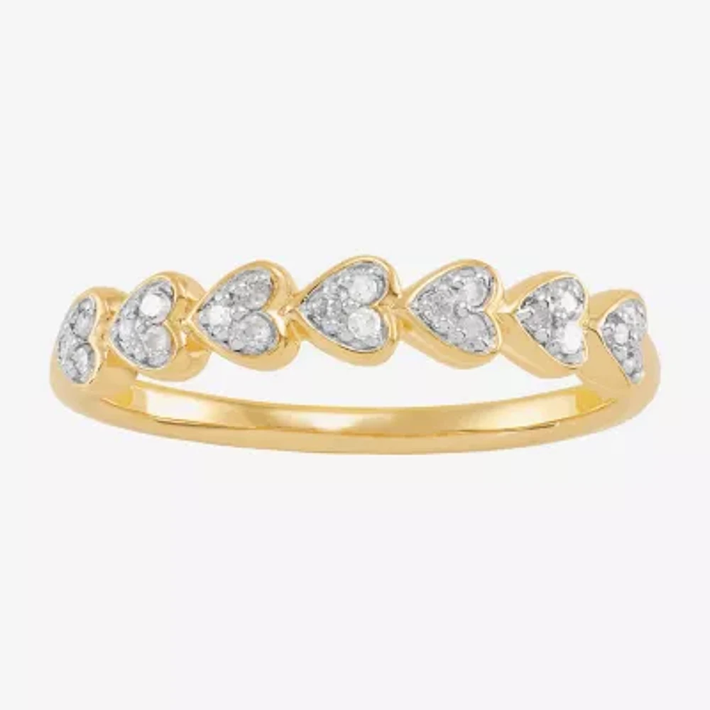 Womens 1/10 CT. T.W. Natural White Diamond 18K Gold Over Silver Heart Band
