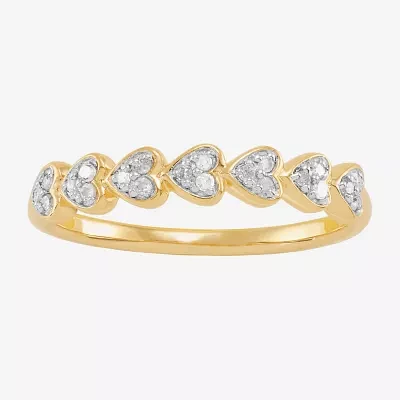 Limited Quantities! Womens 1/10 CT. T.W. Natural White Diamond 18K Gold Over Silver Heart Band