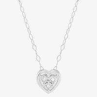 Womens 1/10 CT. T.W. Natural White Diamond Sterling Silver Heart 2-pc. Jewelry Set