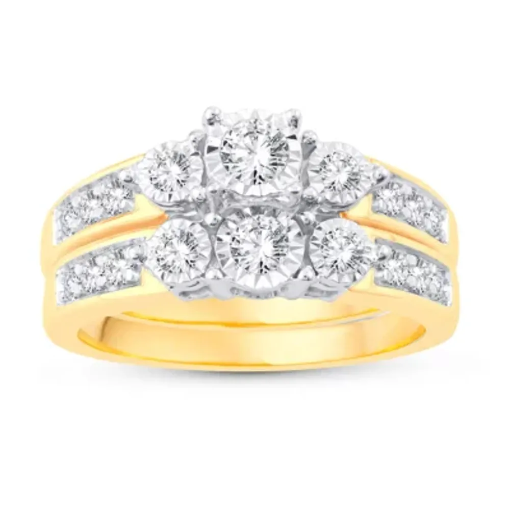 Womens / CT. T.W. Natural White Diamond 10K Gold Round Bridal Set