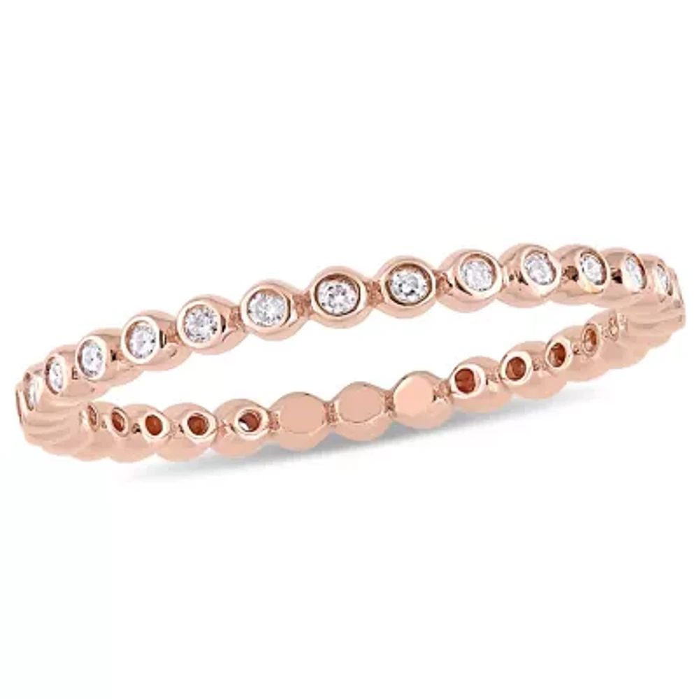 Womens 1/4 CT. T.W. Natural White Diamond 10K Rose Gold Eternity Wedding Band