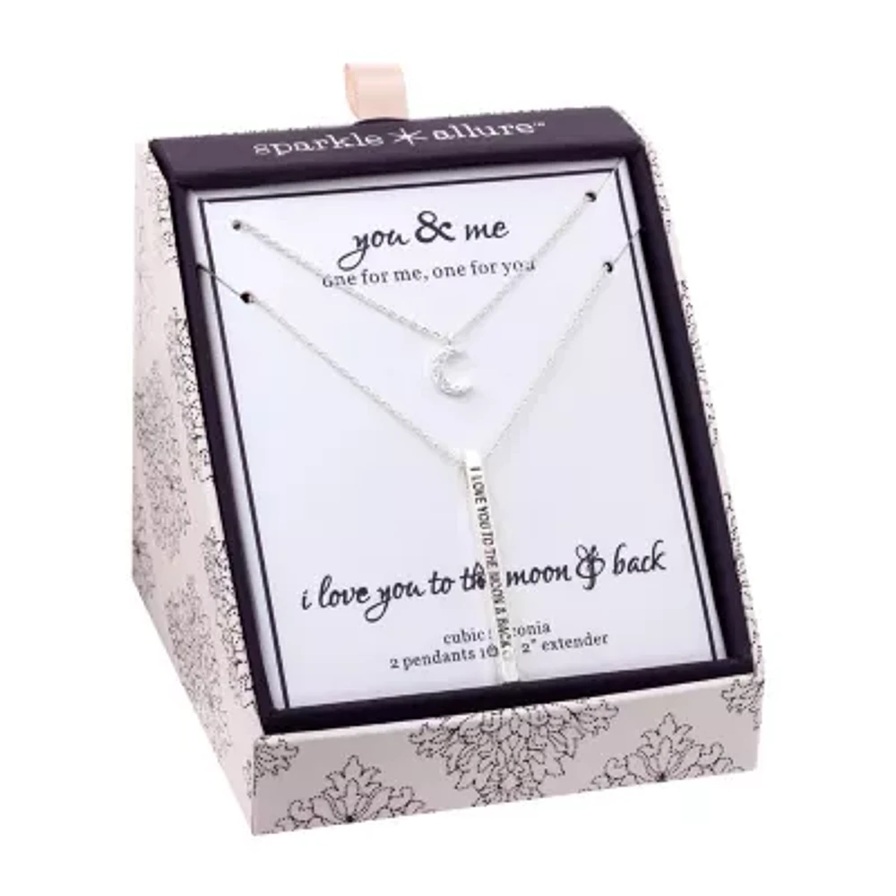 Sparkle Allure Womens Cubic Zirconia Bar Moon 2-pc. Necklace Set