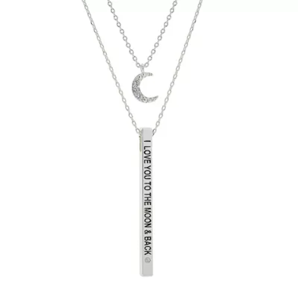 Sparkle Allure Womens Cubic Zirconia Bar Moon 2-pc. Necklace Set