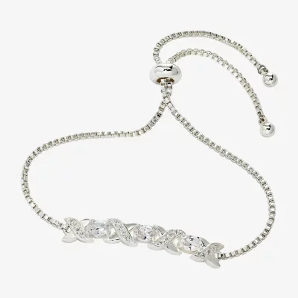 Sparkle Allure Womens Cubic Zirconia Bolo Bracelet