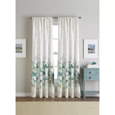 CHF Watercolor Floral Rod Pocket Light-Filtering Single Curtain Panel