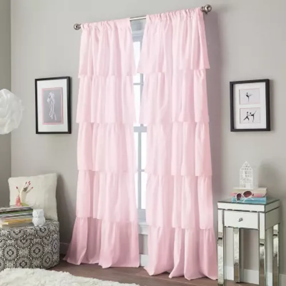 CHF Flounced Rod Pocket Light-Filtering Single Curtain Panel
