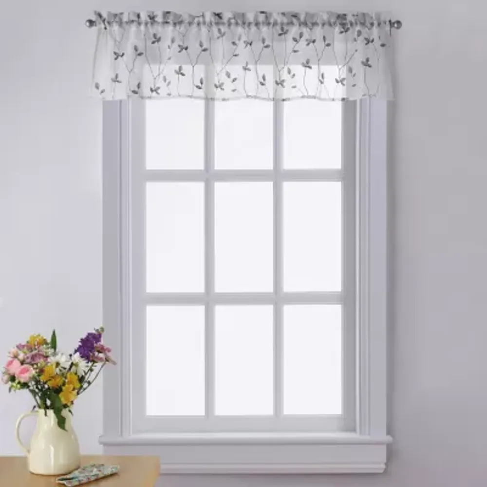 CHF Botanical Embroidery Rod Pocket Tailored Valance