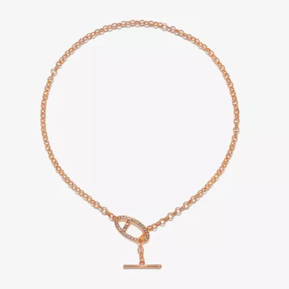 Bijoux Bar Pave Toggle Womens 16 Inch Link Chain Necklace