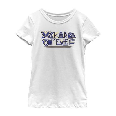 Little & Big Girls Crew Neck Short Sleeve Black Panther Graphic T-Shirt