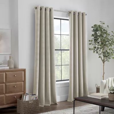 Linden Street Gwen Basketweave Grommet Top Light-Filtering Single Curtain Panel