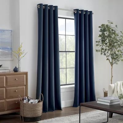 Linden Street Gwen Basketweave Grommet Top Light-Filtering Single Curtain Panel