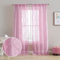 Laura Ashley Lattice Rod Pocket Embroidered Sheer Set of 2 Curtain Panel