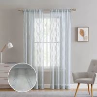 Laura Ashley Wavy Rod Pocket Embroidered Sheer Set of 2 Curtain Panel