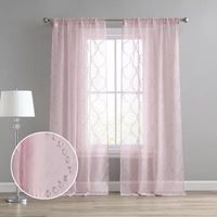 Laura Ashley Ethel Rod Pocket Embroidered Sheer Set of 2 Curtain Panel