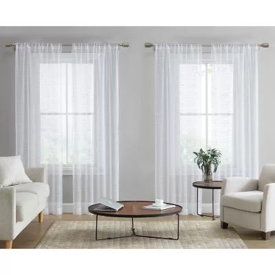 Laura Ashley Lehman Rod Pocket Sheer Set of 4 Curtain Panel