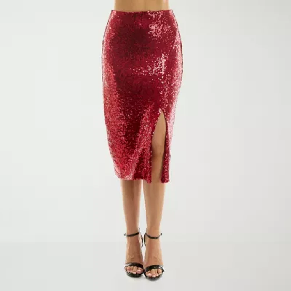 Premier Amour Sequin Womens Pencil Skirt
