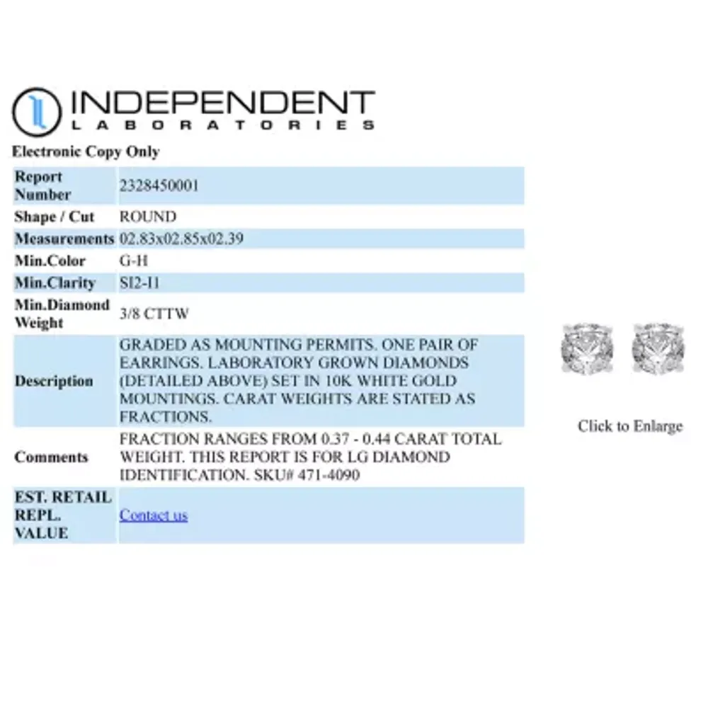 Ever Star 3/8 CT. T.W. Lab-Grown (G / SI1-SI2) Diamond 10K or 14K Gold Round Stud Earrings