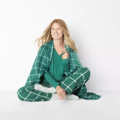Liz Claiborne Womens V-Neck Long Sleeve 4-pc. Tall Pajama Sets