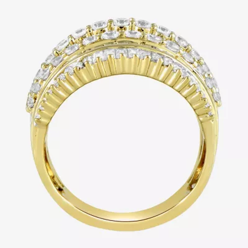 (F / Si1) Womens 3 CT. T.W. Lab Grown White Diamond 10K Gold Band