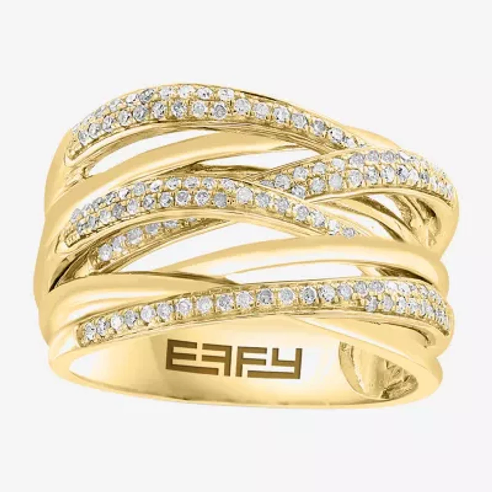 Womens Natural White Diamond 14K Gold Over Silver Sterling Band