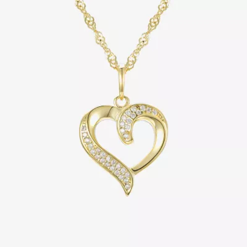 Girls 1/4 CT. Lab Created White Cubic Zirconia 14K Gold Over Silver 16 Inch Pendant Necklace