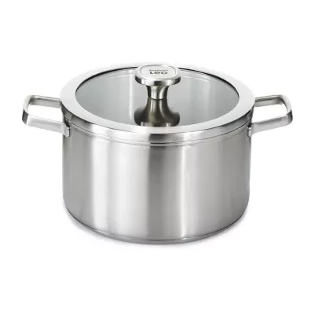BergHOFF Leo Graphite Recycled 18/10 Stainless Steel 6.3-qt. Stockpot with Glass Lid