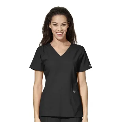 Wink® W123 Stylized Womens Plus V Neck Short Sleeve Moisture Wicking Wrinkle Resistant Quick Dry Scrub Top