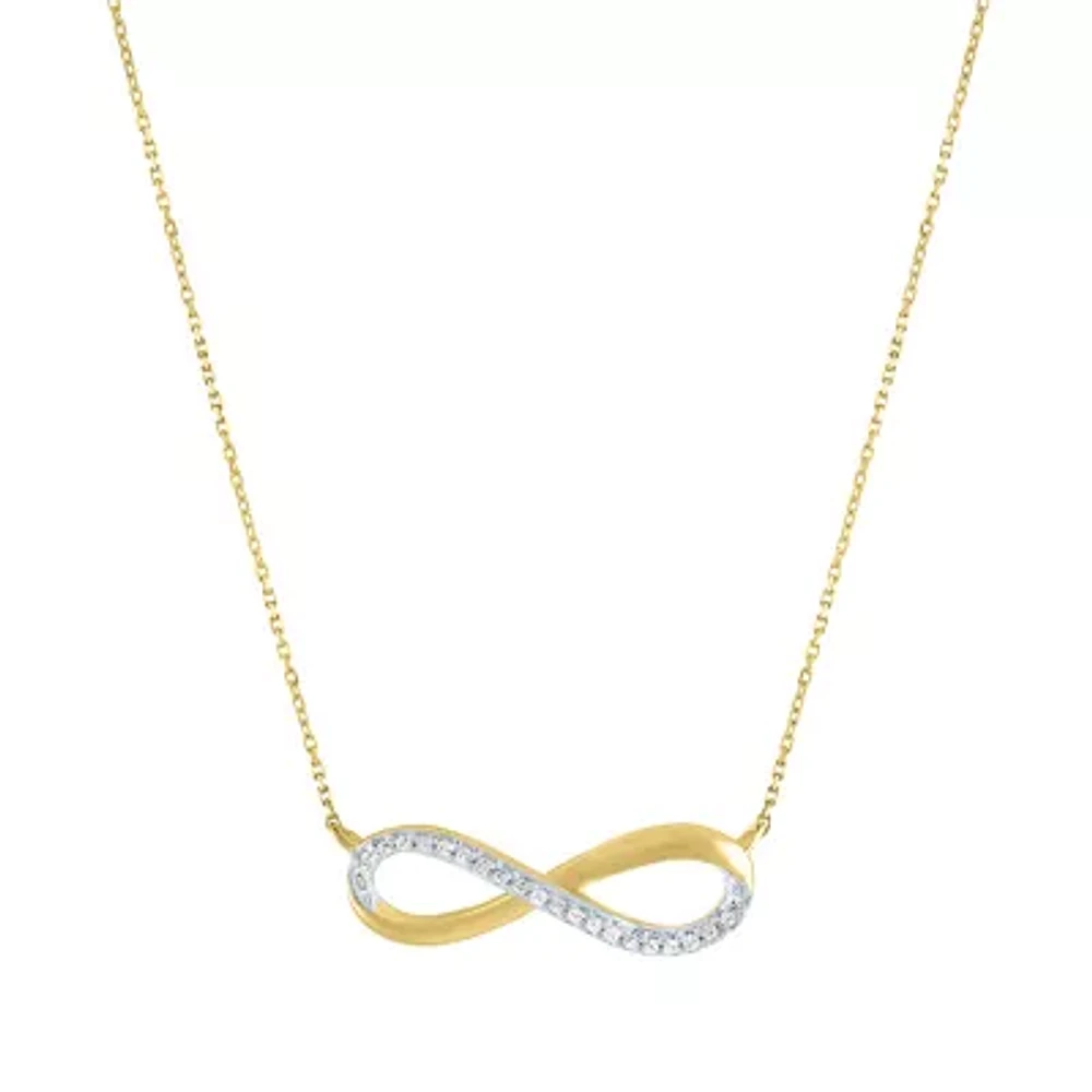 Womens Diamond Accent Natural White Diamond 10K Gold Infinity 18 Inch Pendant Necklace