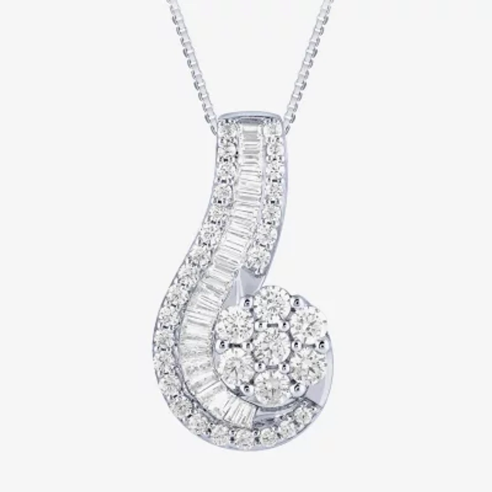 Diamond Blossom (G / Si2) Womens 2 CT. T.W. Lab Grown White 10K Gold 18 Inch Pendant Necklace