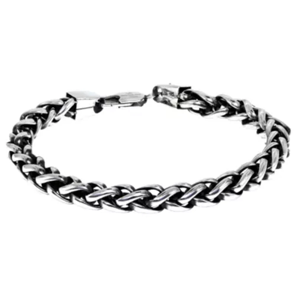 Mens Stainless Steel Inch Solid Wheat Chain Bracelet