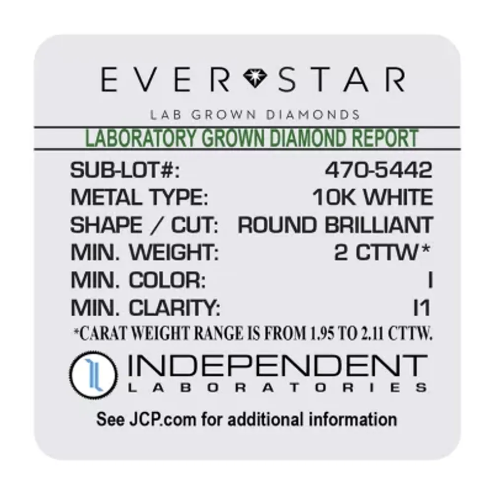 (H-I / I1) Womens 2MM 2 CT. T.W. Lab Grown White Diamond 10K Gold Band