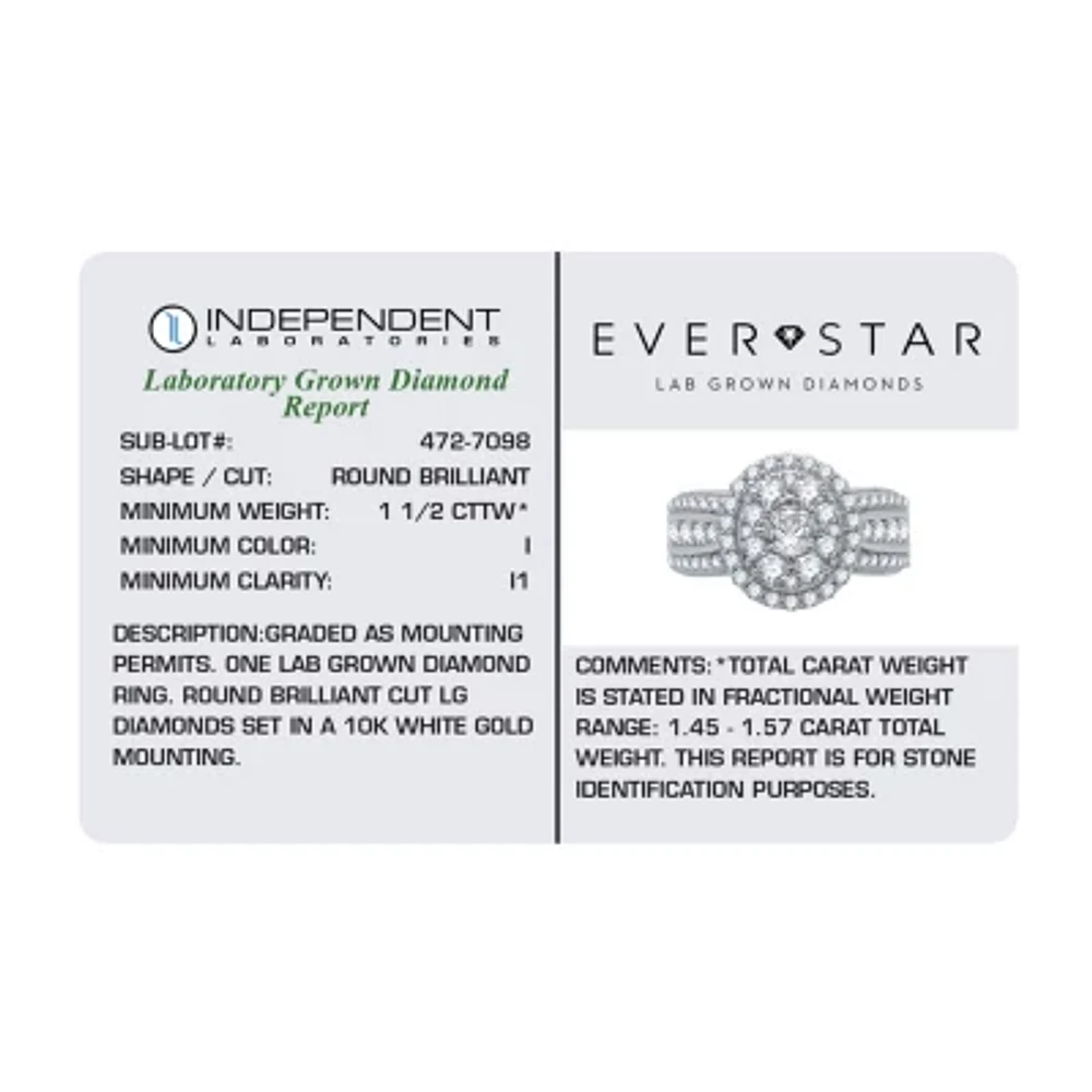 (H-I / I1) Womens 1 1/2 CT. T.W. Lab Grown White Diamond 10K Gold Side Stone Engagement Ring