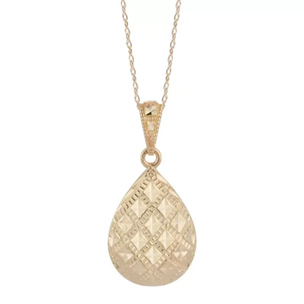 Womens 14K Gold Pear 18 Inch Pendant Necklace