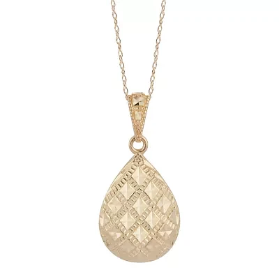 Womens 14K Gold Pear 18 Inch Pendant Necklace