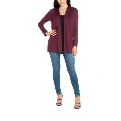 24/7 Comfort Apparel Womens Open Front Light Weight Hooded Cardigan