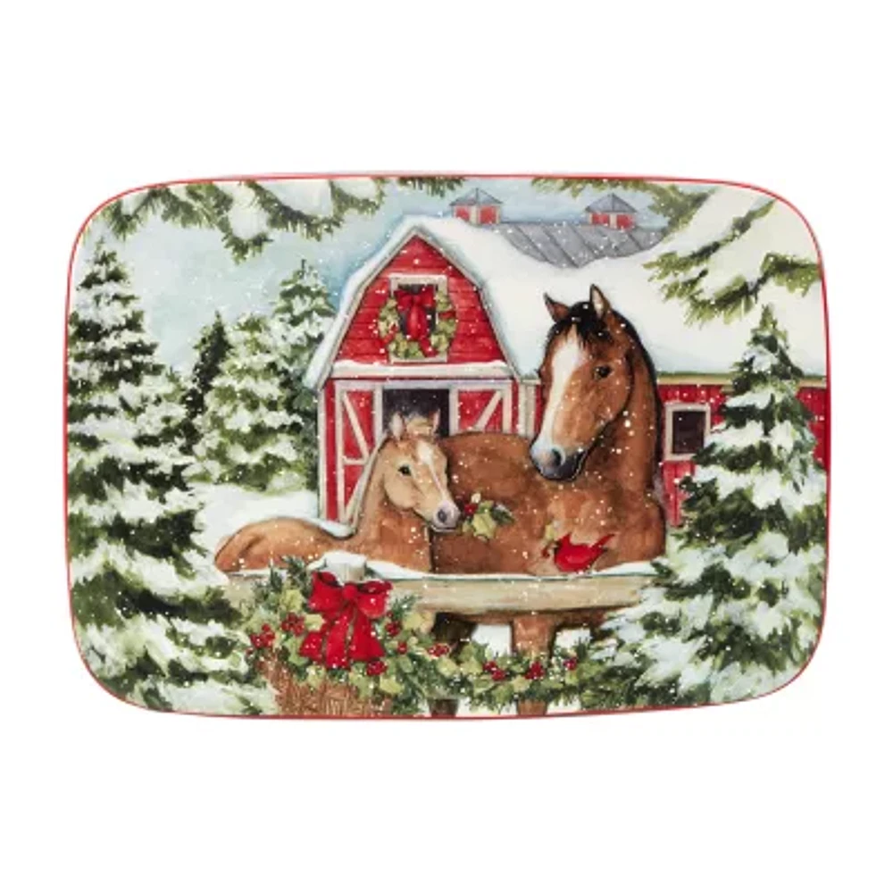 Certifed International Homestead Christmas Rectangular Platter