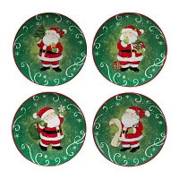 Certified International Holiday Magic Santa 4-pc. Dessert Plate