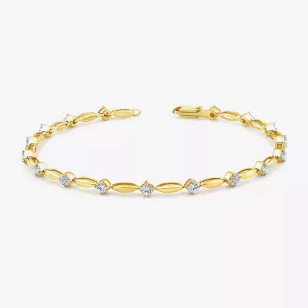 (I1/ I) Womens 1 CT. T.W. Lab Grown White Diamond 10K Gold 7 Inch Tennis Bracelet