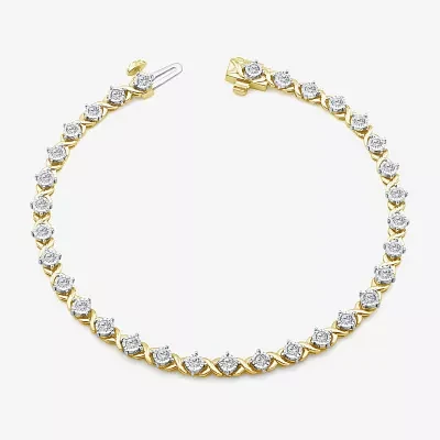(I1/ I) Womens 1 CT. T.W. Lab Grown White Diamond 10K Gold 7.25 Inch Tennis Bracelet